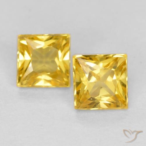 0.53ctw Natürlicher Honiggelb Saphir, Quadrat, VS