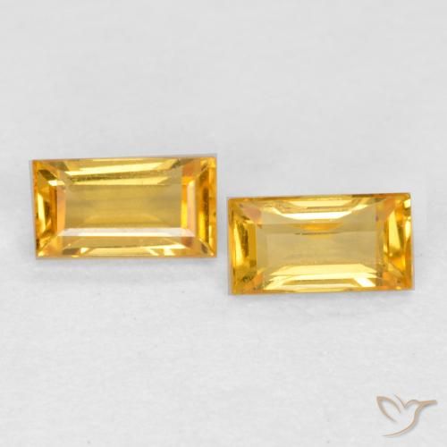0.47 ct natürliche gold-orange Saphir-Edelsteine, Baguette, VS