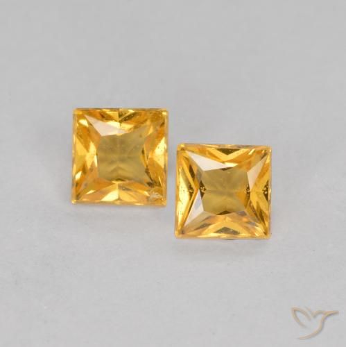 0.47ctw Natürlicher Mittelorange Saphir, Quadrat, VS