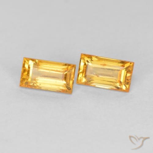 0.60ctw Natürlicher gold-orange Saphir, Baguette, VS-SI