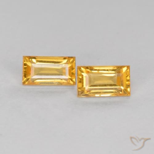 0.58ctw Natürlicher gold-orange Saphir, Baguette, VS