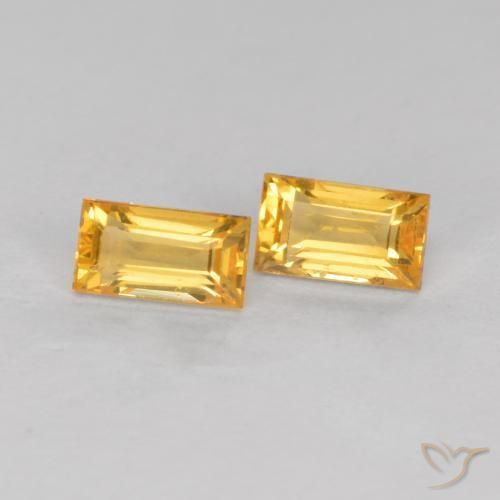 0.58 ct natürliche gold-orange Saphir-Edelsteine, Baguette, VS