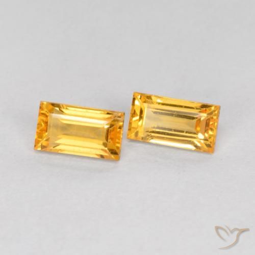 0.52 ct natürliche Tiefes Goldorange Saphir-Edelsteine, Baguette, VS