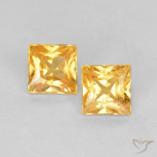 0.50ctw Natürlicher Mittleres Gold Saphir, Quadrat, VS