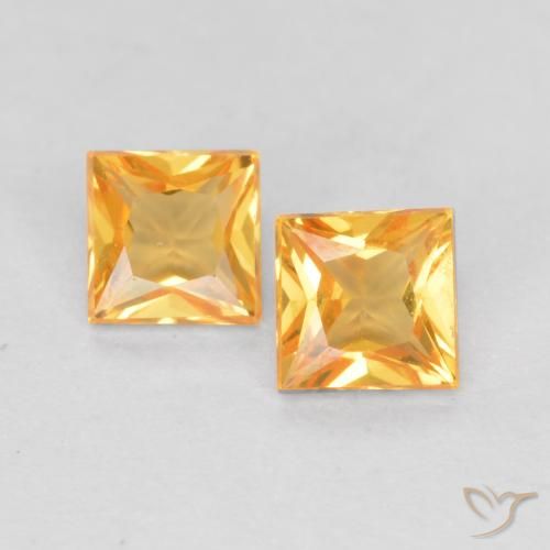 0.49ctw Natürlicher Mittleres Gold Saphir, Quadrat, VS