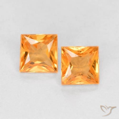 0.50ctw Natürlicher Mittelorange Saphir, Quadrat, VS
