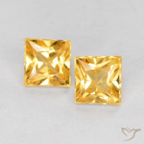 0.58ctw Natürlicher Mittleres Gold Saphir, Quadrat, VS