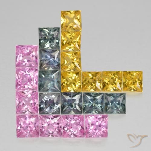 3.23 ct natürliche Mehrfarbig Saphir-Edelsteine, Quadrat, VS
