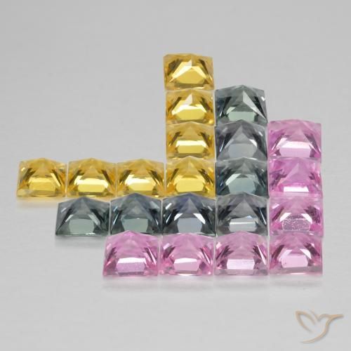 3.23 ct natürliche Mehrfarbig Saphir-Edelsteine, Quadrat, VS
