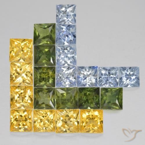 4.18 ct natürliche Mehrfarbig Saphir-Edelsteine, Quadrat, VS