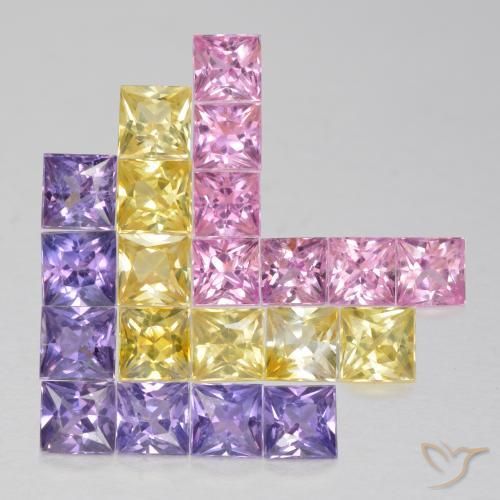 1.43 ct natürliche Mehrfarbig Saphir-Edelsteine, Quadrat, VS