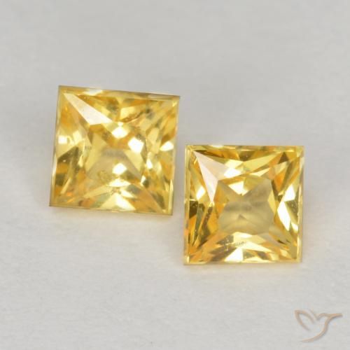 0.61ctw Natürlicher Mittelgold Saphir, Quadrat, VS