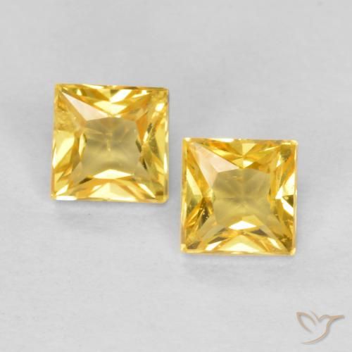0.48ctw Natürlicher Mittleres Gold Saphir, Quadrat, VS