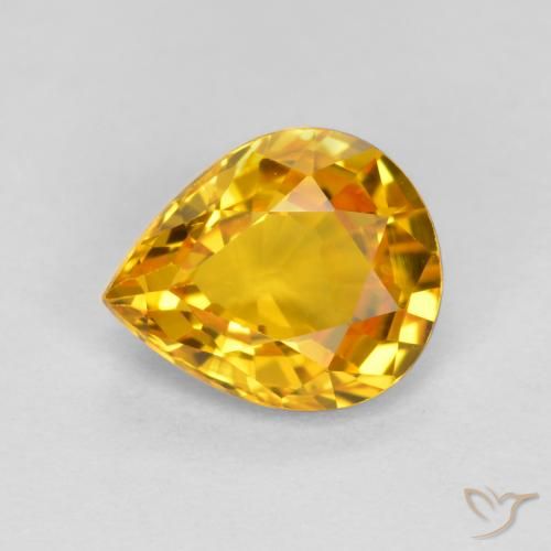 0.72ct Natürlicher gold-orange Saphir, Birnenform, VVS-VS
