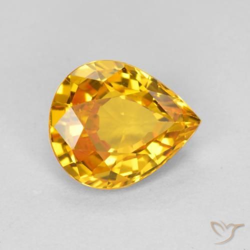 9,17 ctw natürlicher gold-orange Saphir, Birnenform, VVS-VS
