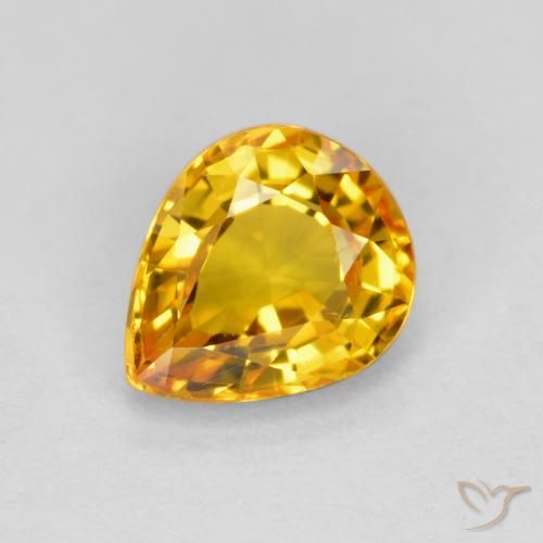 0.70ct Natürlicher Helles Gold Saphir, Birnenform, VVS-VS, Photo A