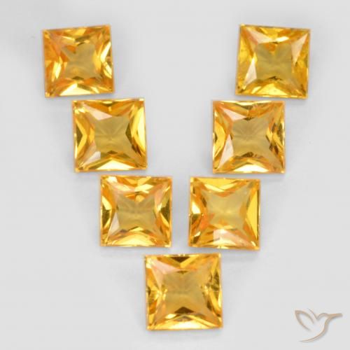 2.10ctw Natürlicher gold-orange Saphir, Quadrat, VS
