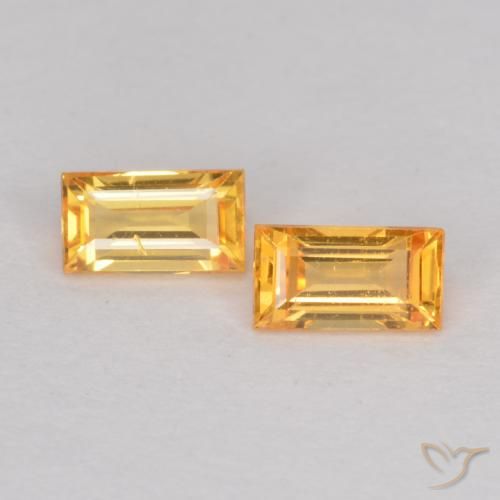 0.51ctw Natürlicher Mittelorange Saphir, Baguette, VS