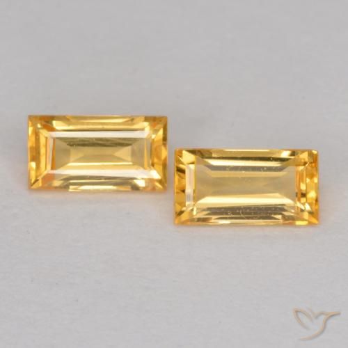 0.44ctw Natürlicher Mittleres Gold Saphir, Baguette, VS