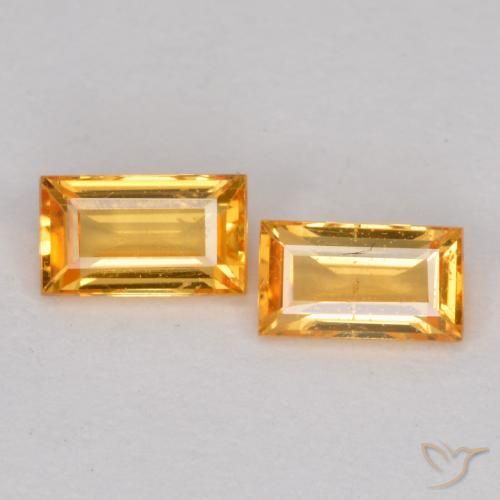 0.48ctw Natürlicher Tiefes Goldorange Saphir, Baguette, VS