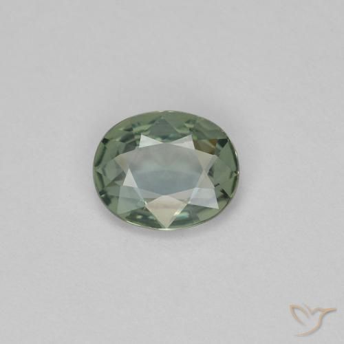 0.59ct Natürlicher Grünliches Grau Saphir, Oval, VVS-VS