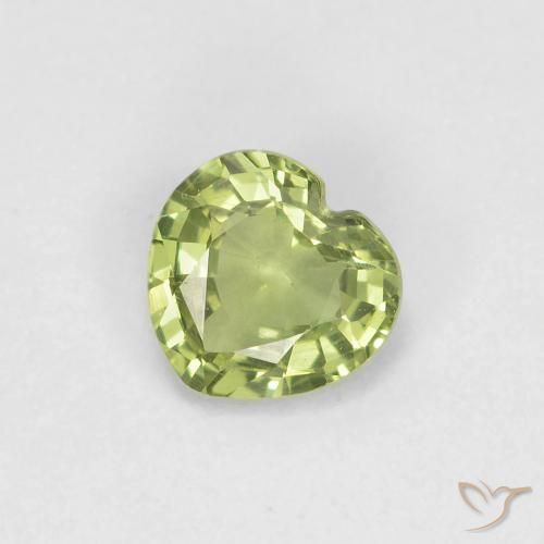 0.39ct Natürlicher Warmes Grün Saphir, Herz, VVS-VS