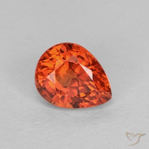 0.43ct Natürlicher Warmes Orange Saphir, Birnenform, VVS-VS