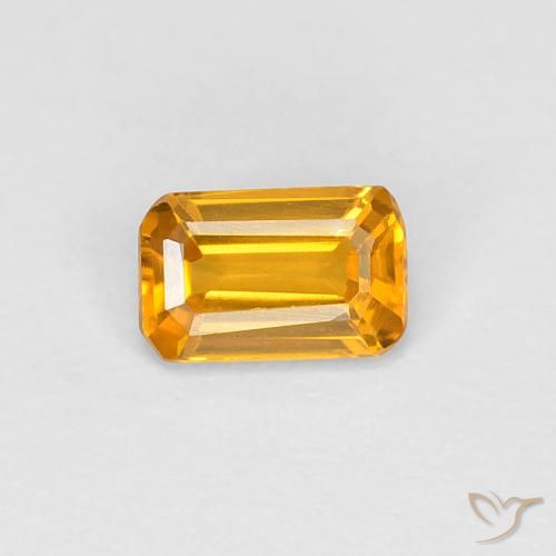 0.36ct Natürlicher Mittel Orange-Gold Saphir, Smaragdschliff, VVS