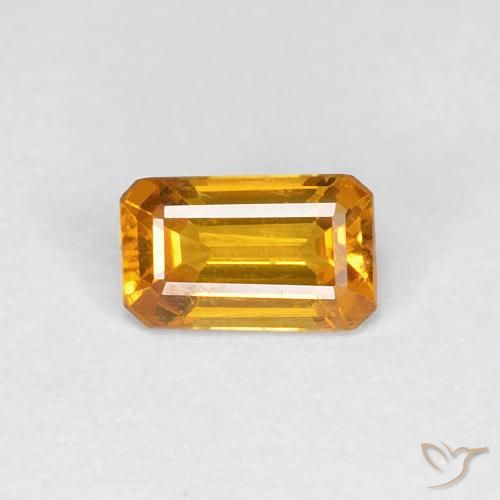 0.44ct Natürlicher Mittel Orange-Gold Saphir, Smaragdschliff, VVS-VS