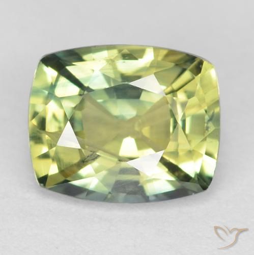 1.07ct Natürlicher gelblich-grün Saphir, Kissen, VS, Photo A