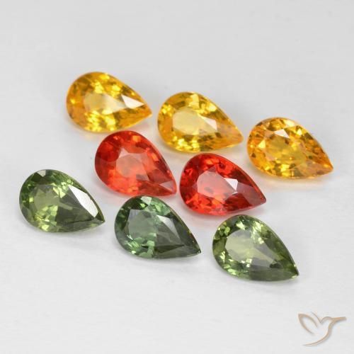 4.75 ct natürliche Mehrfarbig Saphir-Edelsteine, Birnenform, VS