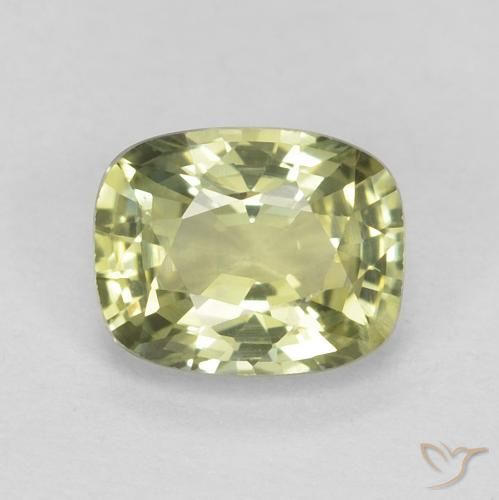 0.67ct Natürlicher Helles Birnengrün Saphir, Kissen, VVS-VS