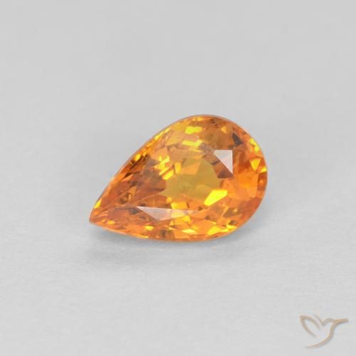 0.57ct Natürlicher Mittelorange Saphir, Birnenform, VS