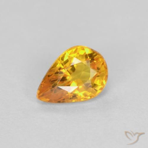 0.60ct Natürlicher Orange-Gold Saphir, Birnenform, VVS-VS
