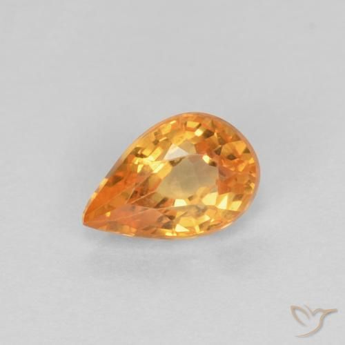 0.56ct Natürlicher hellorange Saphir, Birnenform, VVS