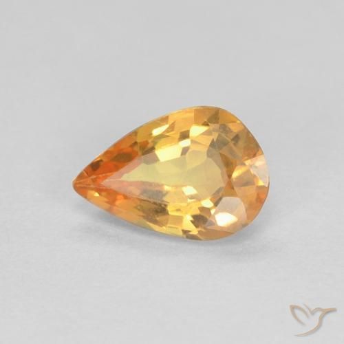 0.42ct Natürlicher hellorange Saphir, Birnenform, VVS