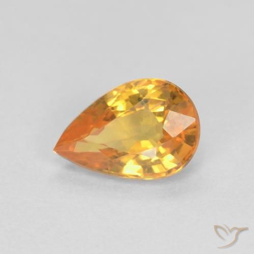 0.57ct Natürlicher Orange-Gold Saphir, Birnenform, VVS