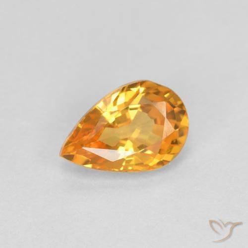 0.58ct Natürlicher Mittelorange Saphir, Birnenform, VVS