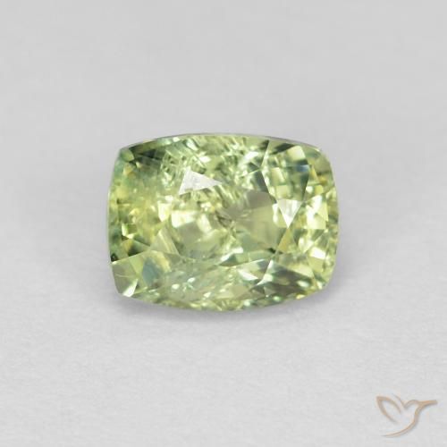 0.83ct Natürlicher gelblich-grün Saphir, Kissen, VS-SI