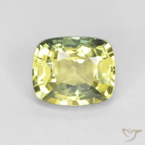 0.85ct Natürlicher grünlich-gelb Saphir, Kissen, VVS