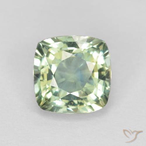 0.81ct Natürlicher Helles Salbeigrün Saphir, Kissen, VVS