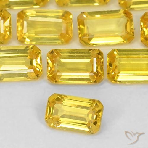 0.41ct Natürlicher Gelb Saphir, Smaragdschliff, VS