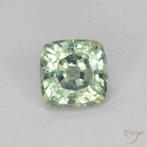 0.97ct Natürlicher Blasses Grün Saphir, Kissen, VVS