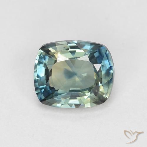 0.96ct Natürlicher grünlich-blau Saphir, Kissen, VVS