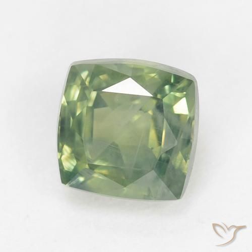 0.88ct Natürlicher Helles Salbeigrün Saphir, Kissen, VS