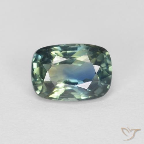 0.89ct Natürlicher Blaugrün Saphir, Kissen, VVS