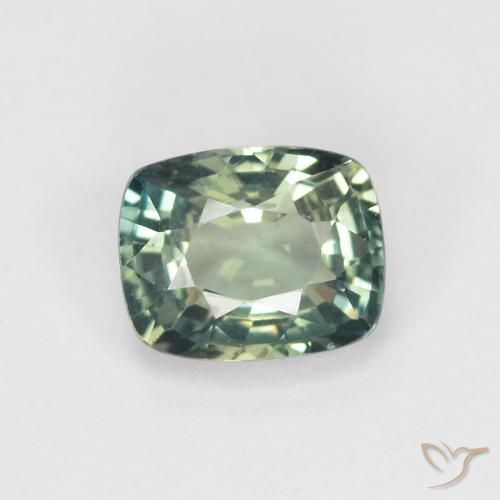 0.93ct Natürlicher Mittelblaues Grün Saphir, Kissen, VVS