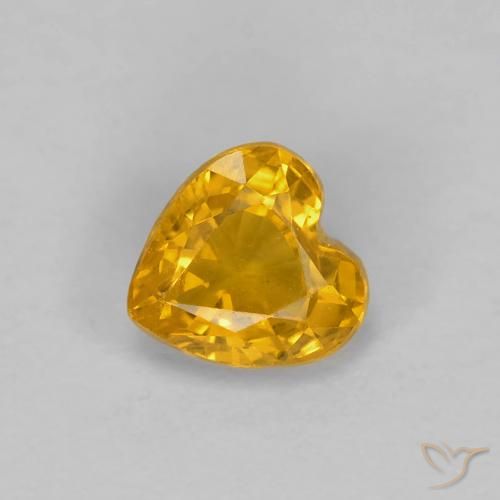 0.51ct Natürlicher Tiefes Orange-Gold Saphir, Herz, VS