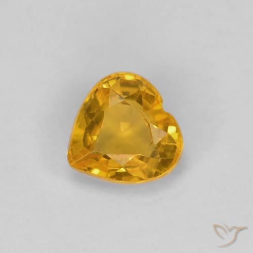 0.48ct Natürlicher Tiefes Orange-Gold Saphir, Herz, VS