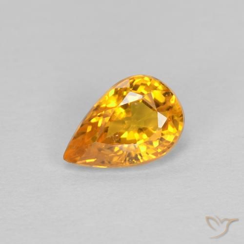 0.60ct Natürlicher Dunkelorange-Gold Saphir, Birnenform, VVS